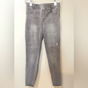 SPANX Distressed Ankle Skinny Jean Stretch Jegging Grey Wash Large Womens